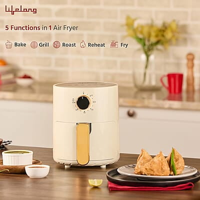 Lifelong Air Fryer 1 Year Warranty 800W, 2.5L, Air Fryer for Home, Electric Air-Fryer with 360° Hot Air