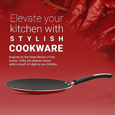 Preethi Dura Collectiona Non Stick Concave Tawa, 28 cm, Gas & Induction Compatible