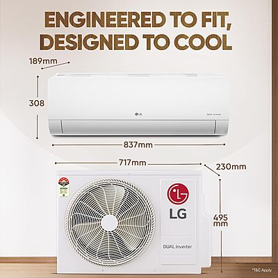 LG 1 Ton 5 Star DUAL Inverter Split AC (Copper, AI Convertible 6-in-1 with VIRAAT Mode, Faster Cooling & Energy Saving, 4 Way Swing, HD Filter with AntiVirus Protection LG 1 Ton 5 Star DUAL Inverter Split AC (Copper, AI Convertible 6-in-1 with VIRAAT Mode, Faster Cooling & Energy Saving, 4 Way Swing, HD Filter with AntiVirus Protection