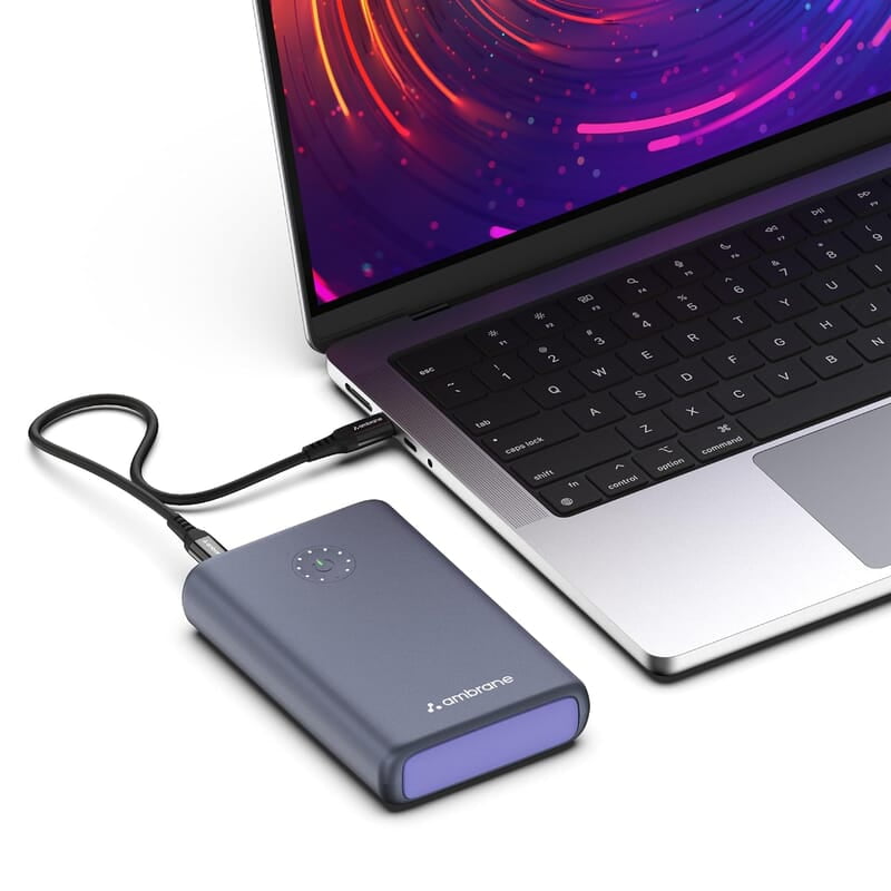 Ambrane 85W Fast Charging Powerbank for MacBook, Type C Laptop & Mobile Charging, 20,000mAh Battery, Triple Output Ambrane 85W Fast Charging Powerbank for MacBook, Type C Laptop & Mobile Charging, 20,000mAh Battery, Triple Output
