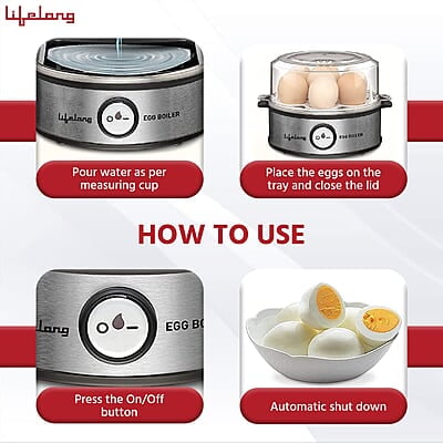 Lifelong Egg Boiler 360-Watt (Transparent and Silver Grey), Boil 7 eggs Lifelong Egg Boiler 360-Watt (Transparent and Silver Grey), Boil 7 eggs