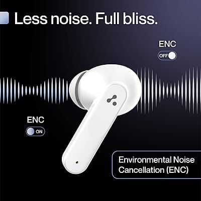 Ambrane Dots Sense True Wireless Earbuds with 21 Hours Playtime,Environmental Noise Cancellation (Enc),10Mm Drivers with Boostedbass,Bluetooth V5.1,Ipx4 Splash Proof