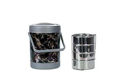 Varmora Cosmic Lunch, 700 ml- 4pc- Stainless Steel- Insulated Lunch Box- Silver