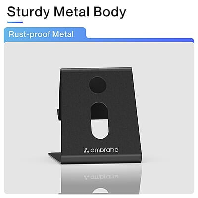 Ambrane Mobile Holding Tabletop Stand, 180 Degree View, Premium Metal Body, Wide Compatibility, Multipurpose, Anti-Skid Design Pop Stand Ambrane Mobile Holding Tabletop Stand, 180 Degree View, Premium Metal Body, Wide Compatibility, Multipurpose, Anti-Skid Design Pop Stand
