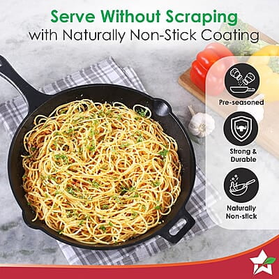 Wonderchef Forza Cast-Iron 20 cm Fry Pan, Pre-Seasoned Cookware, Induction Friendly, 3.8mm Wonderchef Forza Cast-Iron 20 cm Fry Pan, Pre-Seasoned Cookware, Induction Friendly, 3.8mm