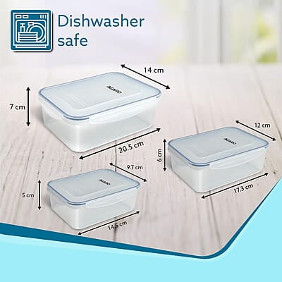 AGARO Airtight Container, Food Storage Container With Lid Capacity 500ML, 1L, 1.5L, Set of 3. AGARO Airtight Container, Food Storage Container With Lid Capacity 500ML, 1L, 1.5L, Set of 3.