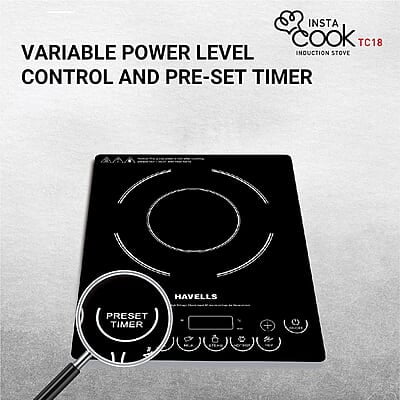 Havells Induction Cooktop Tc 18 1800 Watt (Crystal Glass, Black)