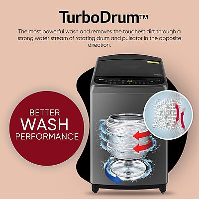 LG 9.0 Kg, 5 Star, AI Direct Drive Technology, Steam Wash for Allergy Removal, Fully-Automatic Top Loading Washing Machine LG 9.0 Kg, 5 Star, AI Direct Drive Technology, Steam Wash for Allergy Removal, Fully-Automatic Top Loading Washing Machine