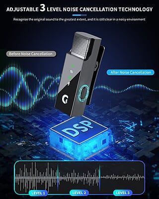 GRENARO Wireless Microphone, S13 Pro Digital Display Charging Case - Wireless Mic for YouTube, 98FT Range 30H Battery Life Lapel Mic for Android/iPhone-3 Level Noise Reduction