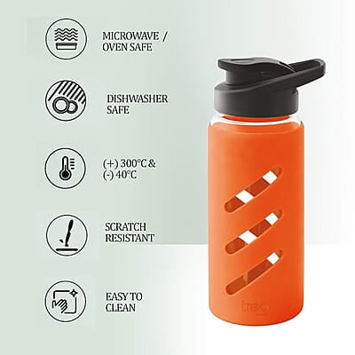 Treo By Milton Proteger 500 Borosilicate Glass Bottle With Silicon Protector, 535 ml Treo By Milton Proteger 500 Borosilicate Glass Bottle With Silicon Protector, 535 ml