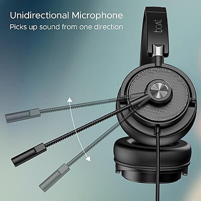 boAt BassHeads 900 Pro Wired Headphones with 40mm Drivers, Lightweight Foldable Design, Remote Control, Unidirectional Retractable Mic, Adjustable Headband & USB Type-A Compatibility
