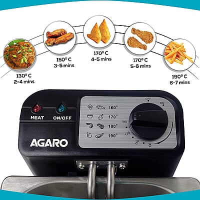 AGARO Marvel 1700-Watt Deep Fryer with 2-Litre Capacity and 3 Temperature Settings, Deep Fat Fryer AGARO Marvel 1700-Watt Deep Fryer with 2-Litre Capacity and 3 Temperature Settings, Deep Fat Fryer