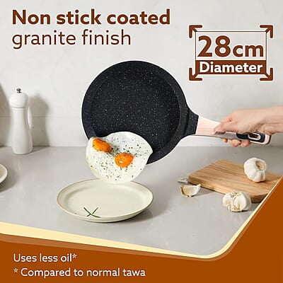 AGARO Imperial Granite Non Stick Tawa, 28 cm, Cast Aluminium Body AGARO Imperial Granite Non Stick Tawa, 28 cm, Cast Aluminium Body