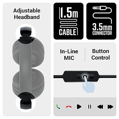 Zebronics BOOM Wired Headphone, Over Ear, in-Line MIC, Foldable, 1.5 meter Cable, for 3.5mm (Mobile | Tablet | Laptop | MAC), Soft Cushion, 40mm Drivers Zebronics BOOM Wired Headphone, Over Ear, in-Line MIC, Foldable, 1.5 meter Cable, for 3.5mm (Mobile | Tablet | Laptop | MAC), Soft Cushion, 40mm Drivers