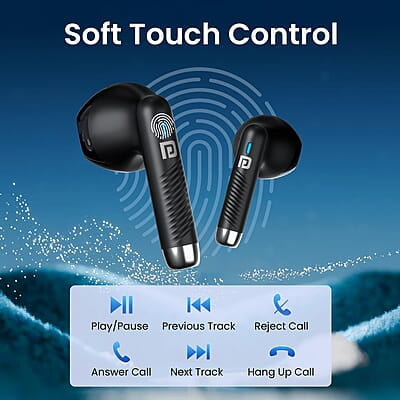 Portronics Harmonics Twins S12 in Ear TWS Earbuds with Mic, 24H Playtime 13mm Dynamic Driver, Bluetooth 5.3v