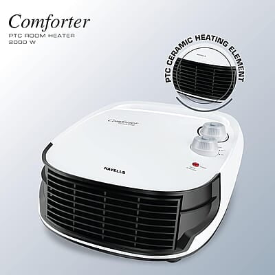 Havells Comforter Room Heater 2000 Watt with Overheat Protection, Adjustable Thermostat Control Knob Havells Comforter Room Heater 2000 Watt with Overheat Protection, Adjustable Thermostat Control Knob