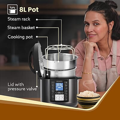 AGARO Imperial Electric Pressure Cooker, 8 Litres Inner Pot, 14 Pre-Set multi Cooking Functions AGARO Imperial Electric Pressure Cooker, 8 Litres Inner Pot, 14 Pre-Set multi Cooking Functions