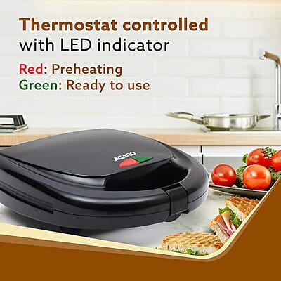 AGARO Delite Sandwich Maker, 750W, 4 Slice Non Stick Grill Plate AGARO Delite Sandwich Maker, 750W, 4 Slice Non Stick Grill Plate