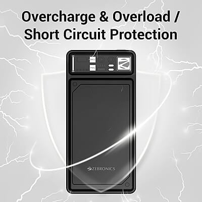 ZEBRONICS MW61 Wireless Power Bank, 10000 mAh, Rapid Charge, Built-in Wireless Charging Pad, Outputs - 22.5W Wired | 15W Wireless, Type C PD 3.0, LED Indicator