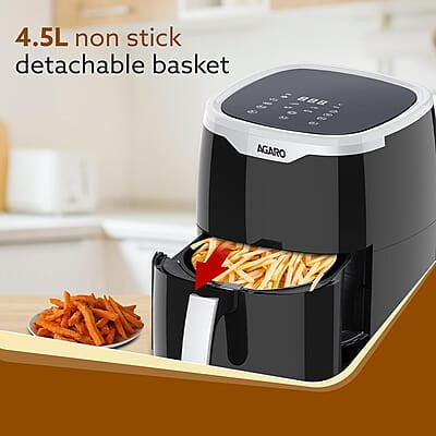 AGARO Galaxy Digital Air Fryer For Home, 4.5L, Electric Air Fryer, Convection Oven, 1400W, 7 Preset Programs & Reheat, 360 Degrees Air AGARO Galaxy Digital Air Fryer For Home, 4.5L, Electric Air Fryer, Convection Oven, 1400W, 7 Preset Programs & Reheat, 360 Degrees Air