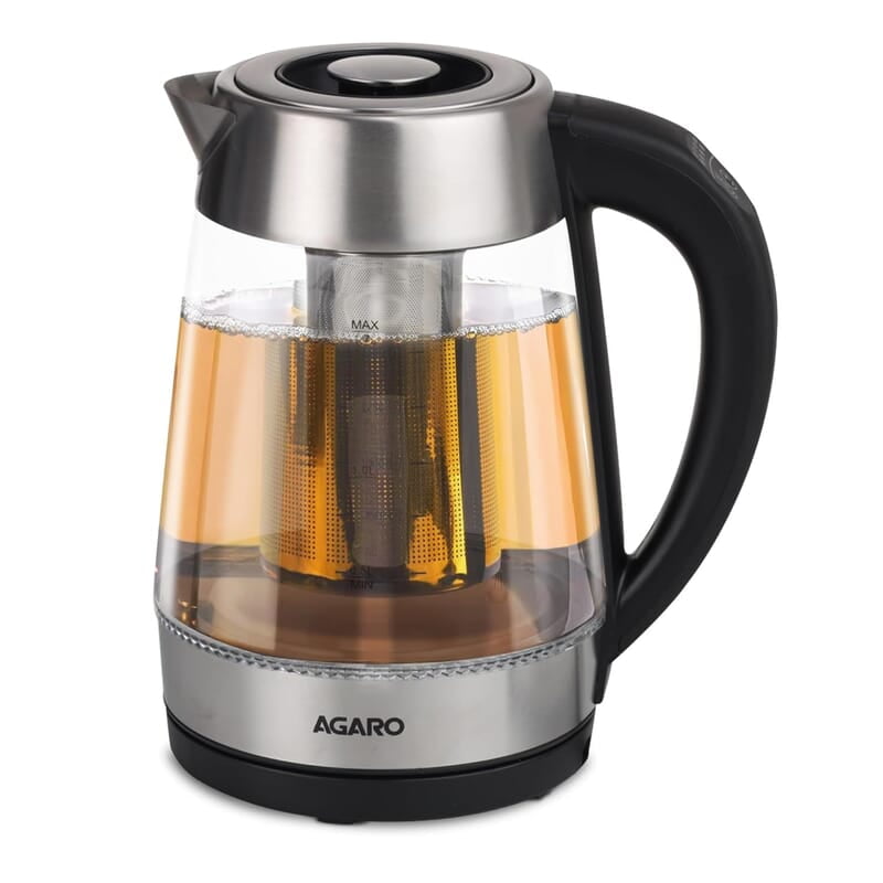 AGARO Supreme Electric Glass Kettle With Tea & Coffee Infuser, 1.7 liter, Borosilicate Glass Body 1850W AGARO Supreme Electric Glass Kettle With Tea & Coffee Infuser, 1.7 liter, Borosilicate Glass Body 1850W