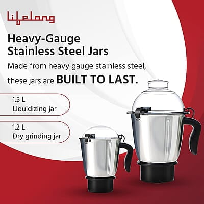 Lifelong Hulk 1200 W Mixer Grinder 2 Stainless steel Jars