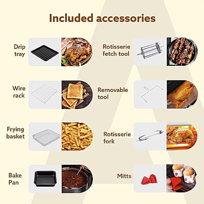 AGARO Elite Air Fryer For Home,14.5L,Rotisserie Convection Oven,1700 watts,Electric Oven,16 Preset Menus AGARO Elite Air Fryer For Home,14.5L,Rotisserie Convection Oven,1700 watts,Electric Oven,16 Preset Menus