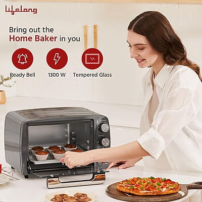 Lifelong OTG 19 Litre for Kitchen with Barbeque Tray - 1300W Oven Toaster Griller Machine Electric Lifelong OTG 19 Litre for Kitchen with Barbeque Tray - 1300W Oven Toaster Griller Machine Electric