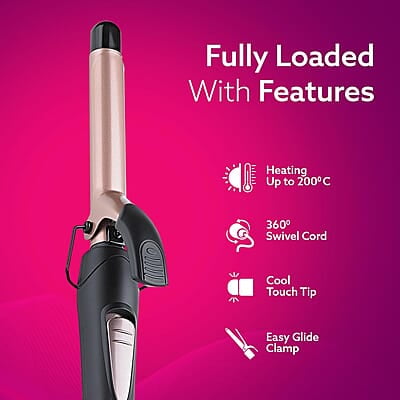AGARO HC7001 Hair Curler with 19MM Barrel, Rod, Tong, Tourmaline Infused Ceramic Coated Plates AGARO HC7001 Hair Curler with 19MM Barrel, Rod, Tong, Tourmaline Infused Ceramic Coated Plates