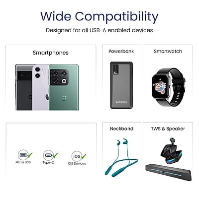 Ambrane 10.5W USB Mobile Charger Adapter, Compatibility with Android & Other USB Enabled Devices, Multi-Layer Protection, Made in India Wall Charger Adapter, BIS Certified Ambrane 10.5W USB Mobile Charger Adapter, Compatibility with Android & Other USB Enabled Devices, Multi-Layer Protection, Made in India Wall Charger Adapter, BIS Certified