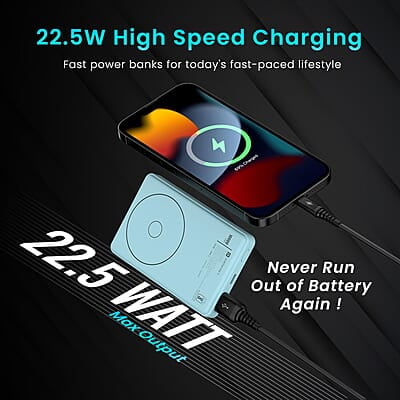 Portronics Luxcell Wireless Mini 10k 10000mAh 15W Magnetic Wireless Fast Charging Smallest Power Bank with 22.5 Wired Output Portronics Luxcell Wireless Mini 10k 10000mAh 15W Magnetic Wireless Fast Charging Smallest Power Bank with 22.5 Wired Output