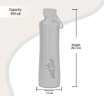 Milton New Tiara 600 Thermosteel 24 Hours Hot & Cold Water Bottle, 490 ml Milton New Tiara 600 Thermosteel 24 Hours Hot & Cold Water Bottle, 490 ml