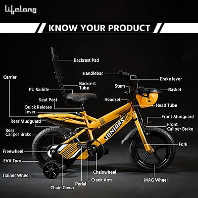 Lifelong Juniors Ride Cycle 14T with Training Wheel, Mudguard for Boys and Girls Lifelong Juniors Ride Cycle 14T with Training Wheel, Mudguard for Boys and Girls