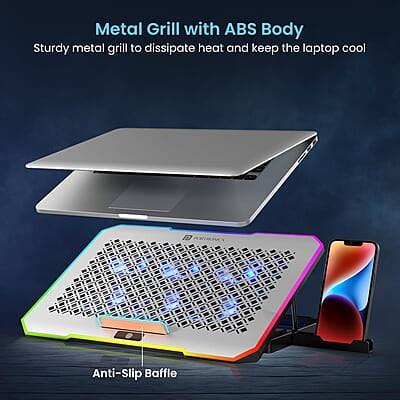 Portronics My Buddy Air Pro Laptop Cooling Pad with 6 Cooling Fans, 5-Level Angle & Height Adjustable Portronics My Buddy Air Pro Laptop Cooling Pad with 6 Cooling Fans, 5-Level Angle & Height Adjustable