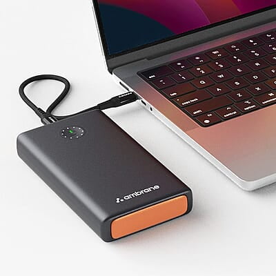 Ambrane 100W Fast Charging Powerbank for MacBook, Type C Laptop & Mobile Charging, 25,000mAh Battery, Triple Output