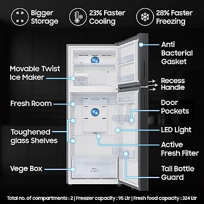 Samsung 419 L, 3 Star, Convertible 5-in-1, Digital Inverter, Frost Free Double Door, WiFi Enabled Bespoke AI Refrigerator Samsung 419 L, 3 Star, Convertible 5-in-1, Digital Inverter, Frost Free Double Door, WiFi Enabled Bespoke AI Refrigerator