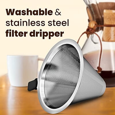 AGARO Elite Pour Over Coffee Maker, Drip Coffee Maker, Borosilicate Glass Body, Stainless Steel Filter Dripper, Wooden Sleeve For Extra Protection, 800ml