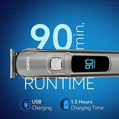 AGARO Cosmo Beard Trimmer For Men 4 Length Setting combs 2 Speed, USB Rechargeable, 90 mins Runtime AGARO Cosmo Beard Trimmer For Men 4 Length Setting combs 2 Speed, USB Rechargeable, 90 mins Runtime
