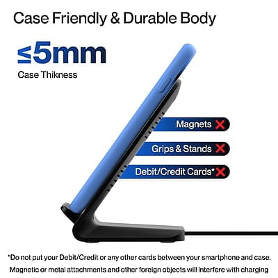 Ambrane 15W Wireless Charging Stand for iPhone 14/13/12 Series, Galaxy S23/S22/S21/S20/Note20 Series, OnePlus 9/9 Pro, Apple Watch & Other Qi Devices Powerpod