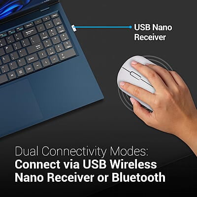 ZEBRONICS Pulse Wireless Mouse, Multi Connectivity, Dual Bluetooth, for Mac, Laptop, Computer, Tablet, 2.4GHz, 1200 DPI, Comfortable & Lightweight ZEBRONICS Pulse Wireless Mouse, Multi Connectivity, Dual Bluetooth, for Mac, Laptop, Computer, Tablet, 2.4GHz, 1200 DPI, Comfortable & Lightweight