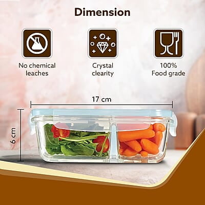 AGARO Compartment Lunch Box/Container 600Ml, Office Tiffin Box for Men & Women, Borosilicate Glass Body AGARO Compartment Lunch Box/Container 600Ml, Office Tiffin Box for Men & Women, Borosilicate Glass Body
