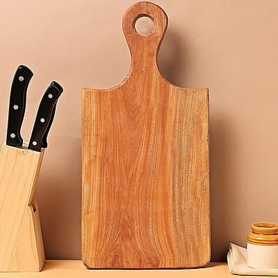 Borosil Dice Organic Neem Wood 17 mm Chopping Board | Eco Friendly, Anti-Microbial | for Chopping, Cutting, Dicing & Serving Vegetable & Fruits | Brown