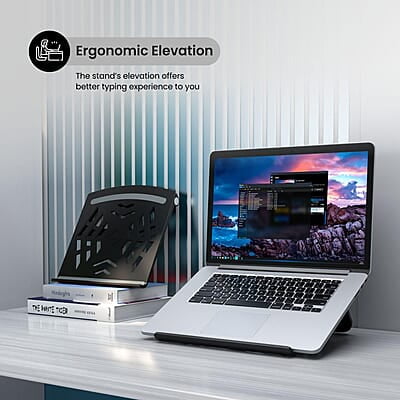 Portronics My Buddy Hexa 5 Laptop Stand with Foldable & Ventilated Design, Ergonomic Elevation, Anti-Slip Silicon Pads