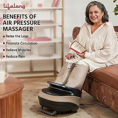 Lifelong Air Pressure Foot & Leg Massager Machine 14 Compression Air Bags,6 Foot Rollers & 3 Massage Modes Lifelong Air Pressure Foot & Leg Massager Machine 14 Compression Air Bags,6 Foot Rollers & 3 Massage Modes