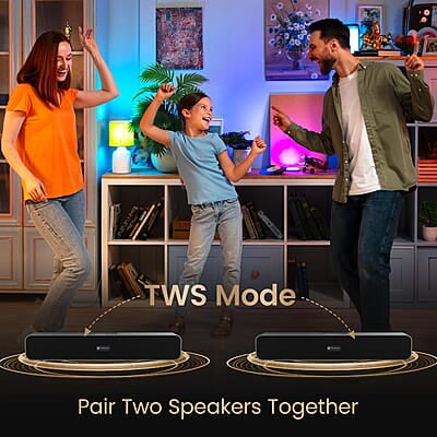 Portronics Decibel 24 10W Bluetooth Soundbar Speaker with in Built Mic, HD Sound, Bluetooth 5.3v/USB/TF Card/Aux in Portronics Decibel 24 10W Bluetooth Soundbar Speaker with in Built Mic, HD Sound, Bluetooth 5.3v/USB/TF Card/Aux in