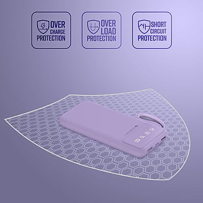 ZEBRONICS MB10000S6 Power Bank, 10000 mAh, 12W, 5 x Outputs - Dual USB A | Type C | Micro USB | Lightning, Built in I/O Cables, Mobile Holder, Percentage Display, Carry Loop