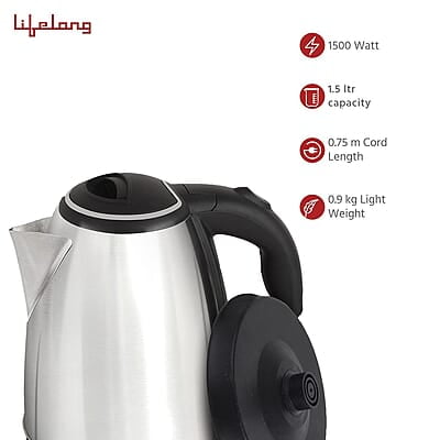 Lifelong LLEK15 Electric Kettle 1.5L with Stainless Steel Body, Easy and Fast Boiling Lifelong LLEK15 Electric Kettle 1.5L with Stainless Steel Body, Easy and Fast Boiling