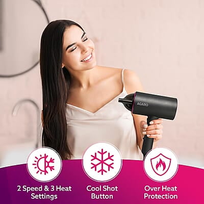 AGARO HD-1214 Premium Hair Dryer with 1400 Watts Motor, 3 Temperature Settings & Cool Shot AGARO HD-1214 Premium Hair Dryer with 1400 Watts Motor, 3 Temperature Settings & Cool Shot