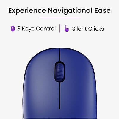 Ambrane Wireless Mouse, 1600 DPI, Silent Click, 2.4GHz with USB Dongle, 10M Range, Optical Orientation, Click Wheel, Instant connectivity, Ergonomic Design for All Day Comfort