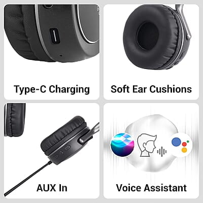 ZEBRONICS DUKE 2 Wireless Headphone, Supports Bluetooth, Dual Pairing, Deep Bass, up to 60h Battery Backup, AUX, Environmental Noise Cancellation, Gaming Mode, Now with Type C Charging ZEBRONICS DUKE 2 Wireless Headphone, Supports Bluetooth, Dual Pairing, Deep Bass, up to 60h Battery Backup, AUX, Environmental Noise Cancellation, Gaming Mode, Now with Type C Charging